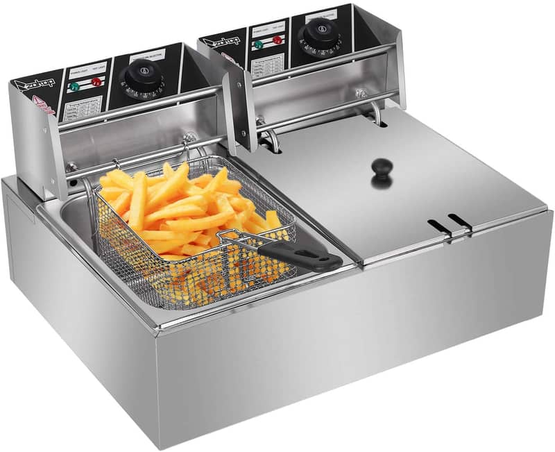 Deep Fryer with 2 Baskets Deep Fryer 12L Electric Dual Tank 7