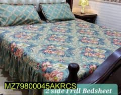3 pes cotton salonice printed frill Double bedsheet