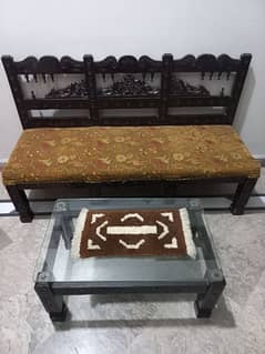 5 seater wooden sofa set with 2 tables