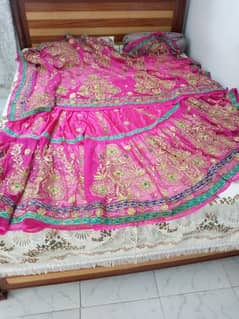 Shocking Pink unstich bridal sharara