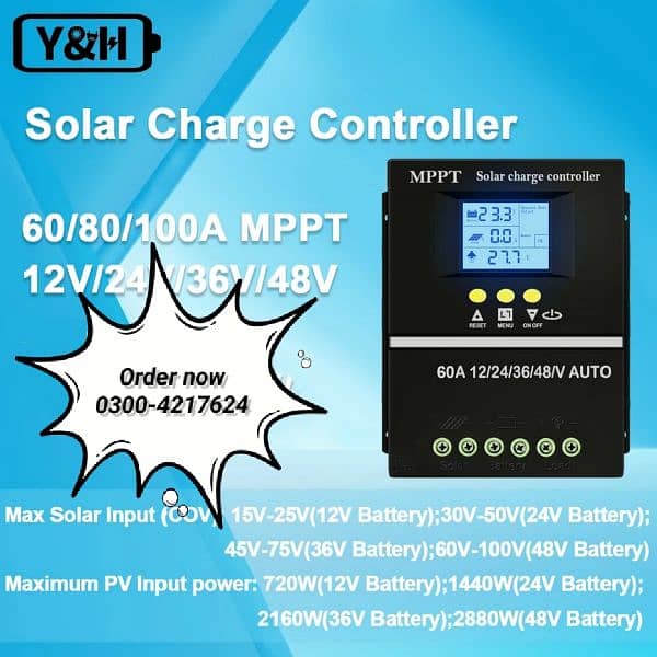 Solar MPPT 60/100a for 12v 24v 36V/48V Solar inverter Charge Controlle 7