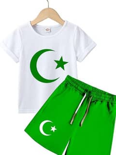 2 pcs boy's T shirt and shorts set for 14 August independence day