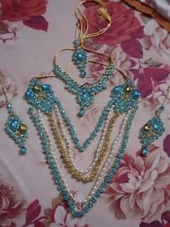 ferozi and golden bridal walima mala set