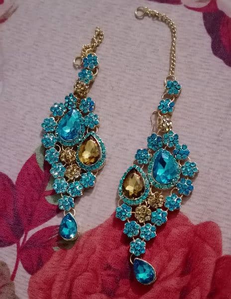 ferozi and golden bridal walima mala set 2