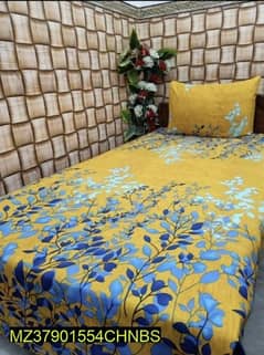 2 pcs cotton printed  single bed sheet