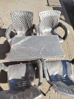 PLASTIC OUTDOOR GARDEN CHAIRS TABLE SET AVAILABLE FOR SALE