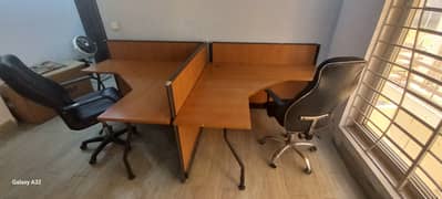 Interwood Workstation Table with office Chairs