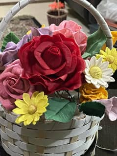 hand made flowers branches and baskets