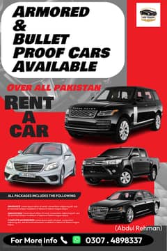 Rent A Car Bullet Proof Armored Vechiles avialable for rent