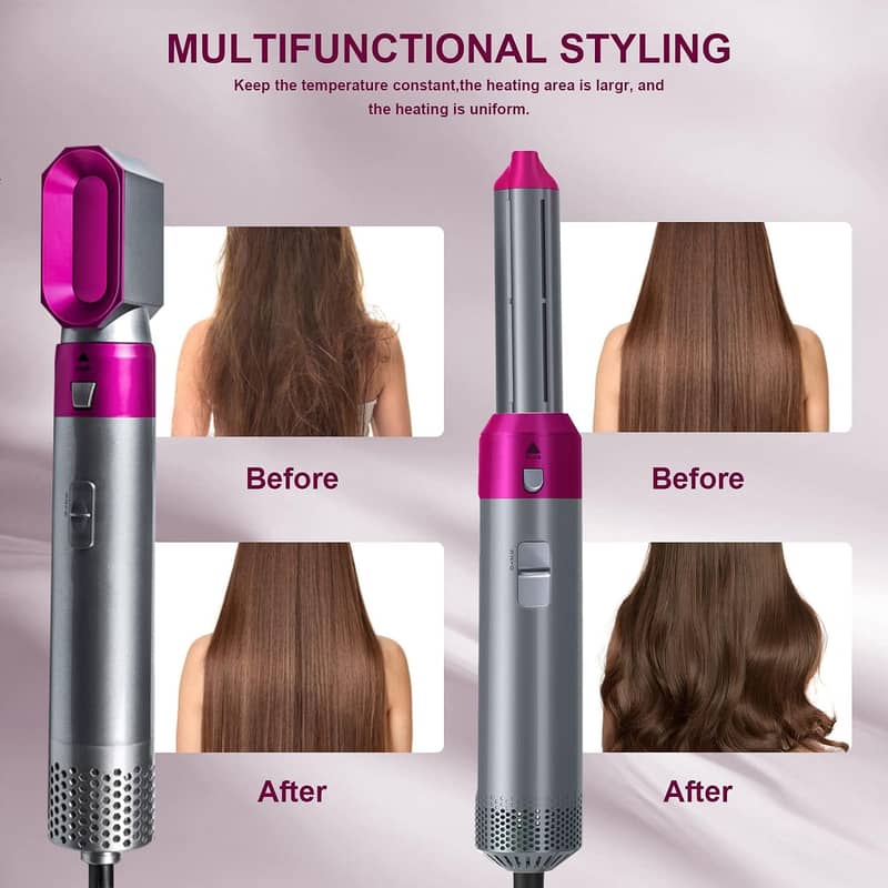 5 In 1 Hair Dryer Electric Blow Dryer Comb Straightener & Hair Curler 2