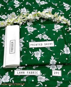 2 piece women's unstitched lawn printed suit