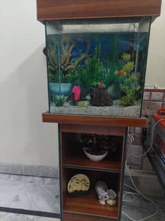 Fish Aquarium with fish, water pump and stand