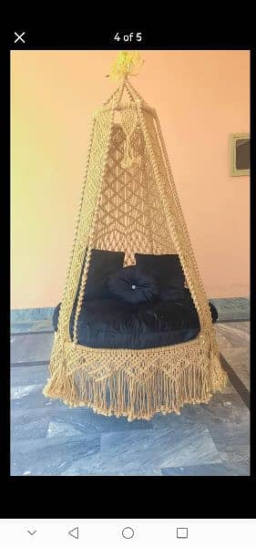 Macrame Hanging Swing Chair Hand Woven Jhoola For Indoor | Outdoor. 2