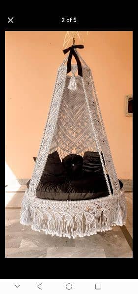 Macrame Hanging Swing Chair Hand Woven Jhoola For Indoor | Outdoor. 4