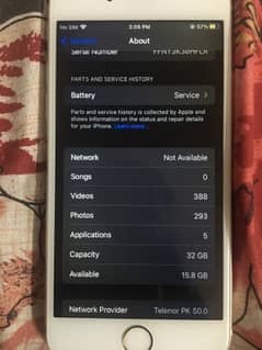 iphone 6s in golden color 32 gb battery on service  non pta