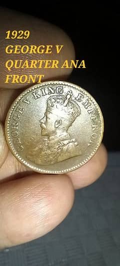 GEORGE V 1929 EMPEROR KING INDIA QUARTER ANNA | OLD, RARE, ANTIQ COINS