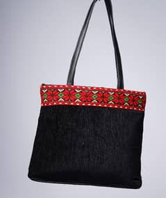 borderline-Cross-stitched-valvet-lady's  handbag