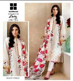 3Pcs woman's unstitched Lawn