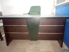 Office table, office rolling chair, 3 office chairs