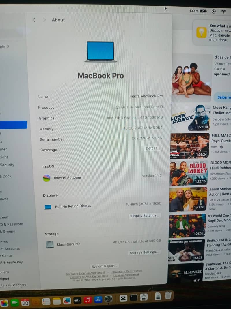 MabBook Pro 2019 i9 16” inch 16GB 500GB SSD 2