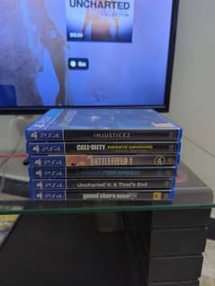 PS4 games gta 5, battlefield, injustice 2, COD, NFS, uncharted 4