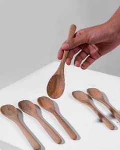 pack of six 6 wooden kitchen spoon