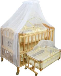 baby wooden double swing available in brown colour