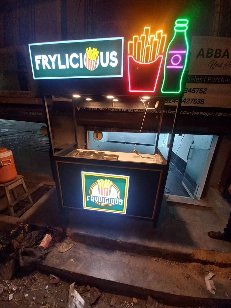 Fries stall, Soda stall, Waffle stall, Burger Stall, fries cart 2