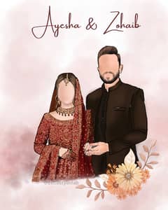 Digital illustration, wedding invites, animated invites