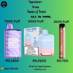 Vape/Pod/Geek baar 9000 puff/FRIO BAR 7000 Puff/HQD 2000 PUFFS  50mg