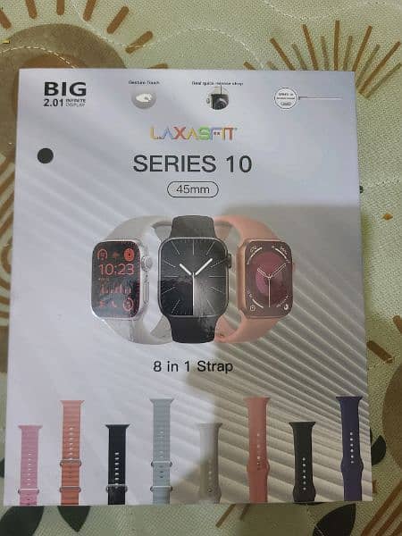 Laxasfit Series 10 45mm smart watch with box and 8 diffrenet straps 1