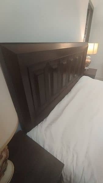 bed with side table n metress pure wooden 4