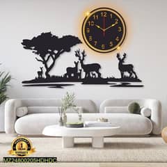 Grazing Deer Laminated Wall clock with Blacklight