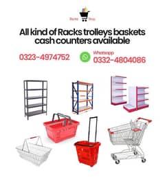 Store Rack/ wall rack/ shopping Trolleys/ cash counters/ Baskets/ POS