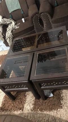 urgent sale for 3 pure wooden  centre table with glass