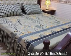 3 PCS COTTON SALONICA DOUBLE  BED SHEET (HOME DELIVERY )
