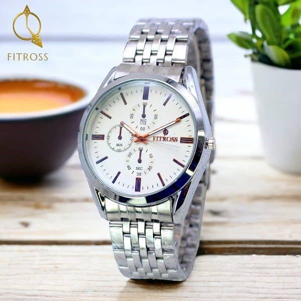 Fitross Watch For Men Chronograph Stainless Steel Strap Quartz Watch 3