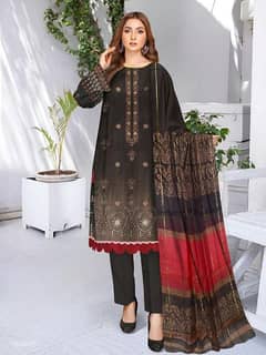 3 Pcs Women Unstitched Lawn Printed Suit.