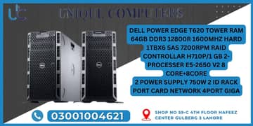 DELL POWER EDGE T620 TOWER RAM 64GB DDR3 12800R 1600MHZ HARD 1TBX6 SA