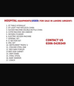 hospital used Equipments for sale urgent