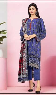 3 pcs women's Unstitched Viscose printed suit