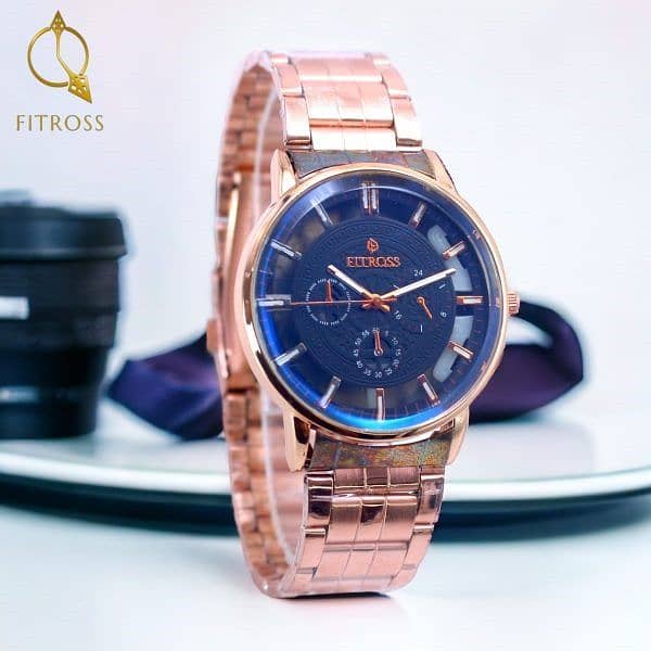 Fitross Watch For Men Chronograph Stainless Steel Strap Quartz Watch 8