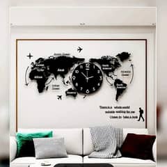 World Map Wooden Wall Clock Available for Wall Decor