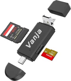 Vanja SD/Micro SD Card Reader, USB 2.0/Micro USB and USB Type C