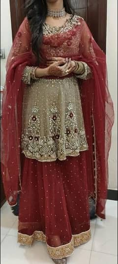 Peplum and Sharara 3 Piece Bridal Dress