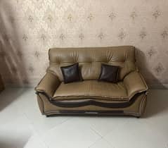 Leather Sofa Set 8 seater With 3 glass wooden tables
