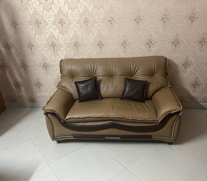 Leather Sofa Set 8 seater With 3 glass wooden tables 0