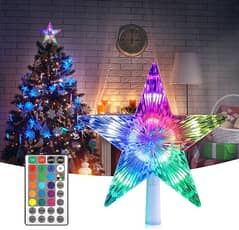 Christmas LED Star Tree Topper Joycabin 9.5 Inch 24 Colours Flash