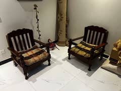 2 single seater shesham wooden sofas