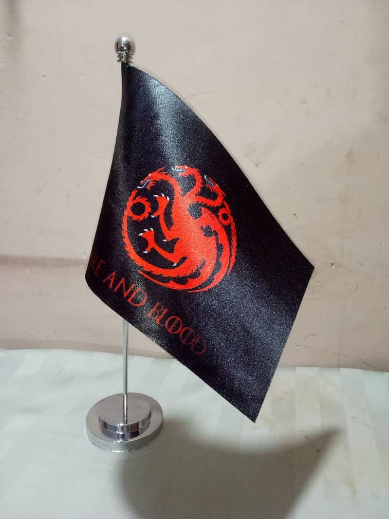 Table Flag for Office & Custom Logo flag for table, dual rod stand 3